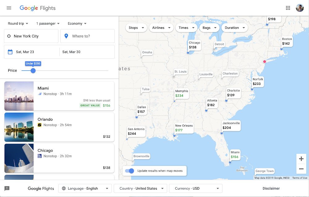 Google traveling feature