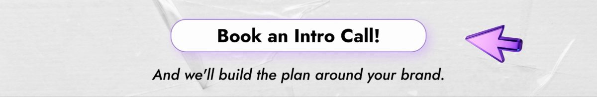 image | Digilite | Web Design Company in Glendale CA Banner featuring a white rounded button that says 'Book an Intro Call!' with the subheading 'And we’ll build the plan around your brand,' and a purple arrow on the right.